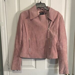 Elegant Pink Leather Women's Jacket
